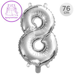 Balón narozeninový 76 cm - číslo 8, stříbrný