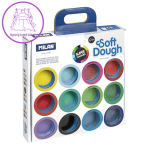 Plastelína MILAN Soft Dough základné,neónové,glitrové farby - sada 16 ks