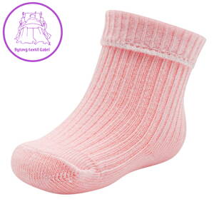 Kojenecké bavlněné ponožky New Baby růžové, 56 (0-3m), Růžová