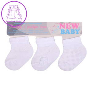 Kojenecké pruhované ponožky New Baby bílé - 3ks, 74 (6-9m), Bílá