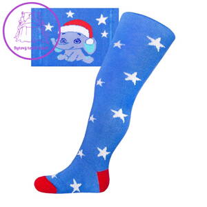 Vánoční bavlněné punčocháčky New Baby modré se slonem, 92 (18-24m), Modrá