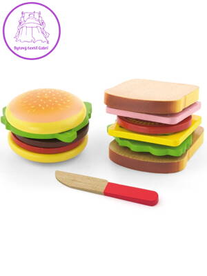 Dětská dřevěná hračka Viga Hamburger a Sendvič, Multicolor