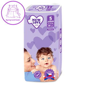 Dětské jednorázové pleny New Love Premium comfort 5 JUNIOR 11-25 kg 38 ks, Bílá