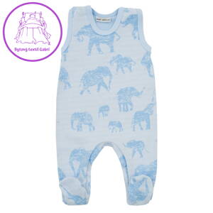 Zimní kojenecké dupačky Baby Service Sloni modré, 68 (4-6m), Modrá