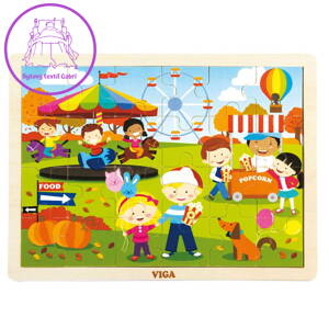 Dětské dřevěné puzzle Viga Podzim, Multicolor