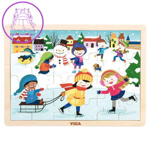 Dětské dřevěné puzzle Viga Zima, Multicolor