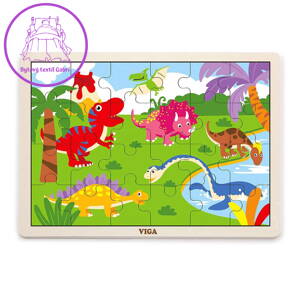 Dětské dřevěné puzzle Viga Dino, Multicolor