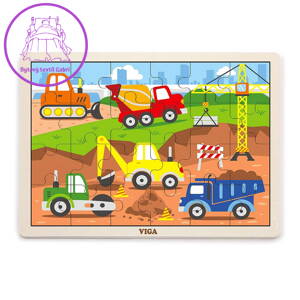 Dětské dřevěné puzzle Viga Stavba, Multicolor