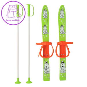 Dětské lyže s vázáním a holemi Baby Mix 70 cm zelené, Zelená