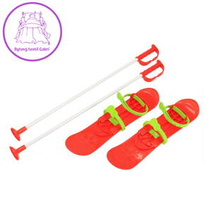 Dětské lyže s vázáním a holemi Baby Mix BIG FOOT 42 cm červené, Červená