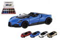 Auto Kinsmart Bugatti Mistral kov/plast 13cm na zpětné natažení 4 barvy 12ks v boxu