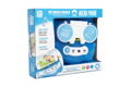 Mikrofon karaoke modrý plast na baterie se světlem v krabici 24x21x5,5cm