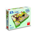 Kostky kubus domácí zvířátka retro dřevo 12ks v krabičce 21x18x4cm