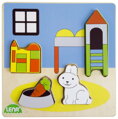 Vkládačka/Puzzle deskové obrysové dřevěné dětský pokoj v krabičce 14x20x2cm 18m+