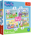 Puzzle 4v1 Peppa Pig/Prásátko Pepa Vzpomínka na prázdniny v krabici 28x28x6cm
