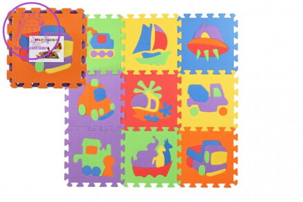 Pěnové puzzle Dopravní prostředky 29x29x1cm 10ks ve fólii