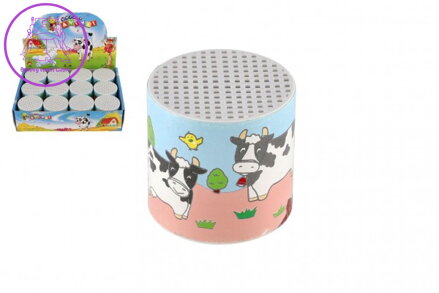 Plechovka zvuk krávy plast 6x6cm  12ks v boxu