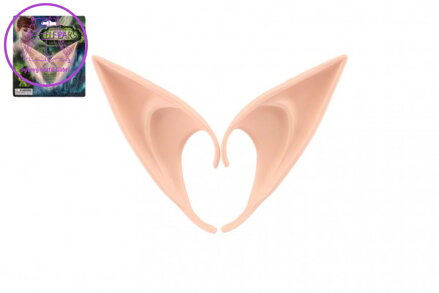 Uši/ucho elfí 2ks latex 12cm na kartě karneval