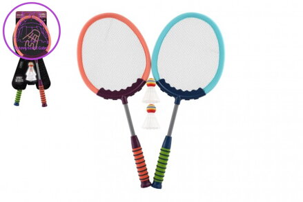 Sada badminton 2 pálky plast/látka 60cm 2 ks míček/košíček na kartě