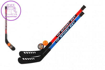 Hokejka pozemní 2ks plast 92cm + florbalový míček + puk v síťce