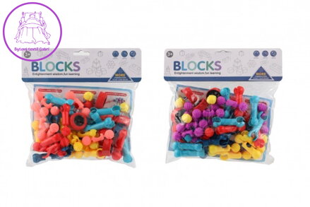 Stavebnice kostky plast 2 barvy v sáčku 24,5x23cm