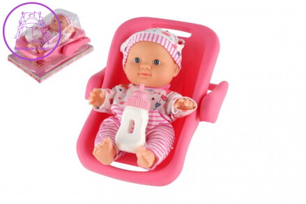 Miminko/Panenka pevné tělo plast 25cm v nosítku s lahvičkou 2 barvy v blistru