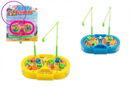 Hra ryby/rybář magnetická plast 14cm + 2 pruty na natažení 3 barvy na kartě