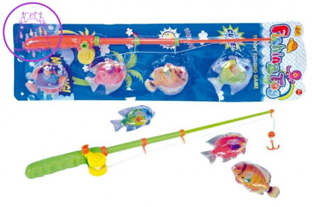 Hra ryby/rybář magnetická plast 4ks+prut plast 44cm  2 barvy na kartě