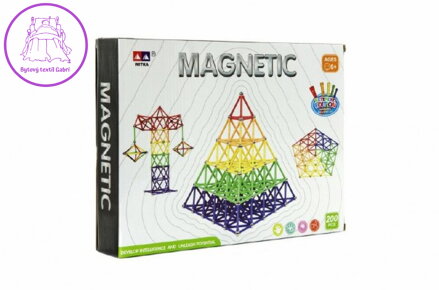 Magnetická stavebnice 200ks v krabici 30x23x6cm
