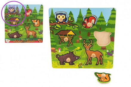 Vkládačka dřevěná Moje první zvířátka lesní 6 ks 22,5x22,5x2,5 cm 12m+ MPZ