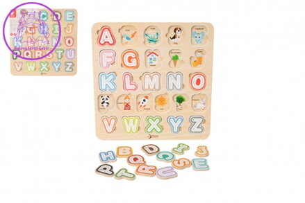 Vkládačka/Puzzle deskové obrysové abeceda dřevo 30x30cm ve fólii 24m+