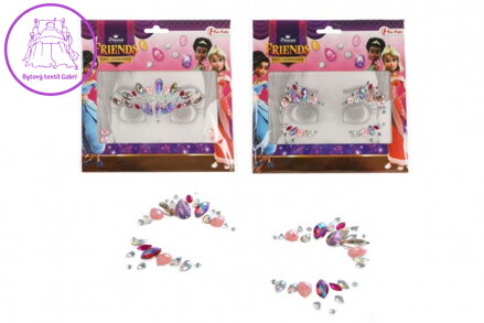 Obličejové zdobící diamanty/kamínky Princezna plast 2 druhy v sáčku 18x17,5cm