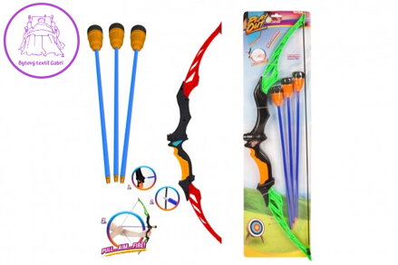 Luk 66cm + 3 šípy plast 2 barvy na kartě 18x68x3cm