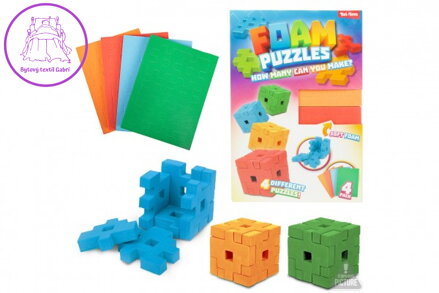 Stavebnice puzzle 3D pěnové kostka v krabici 18,5x28x3cm