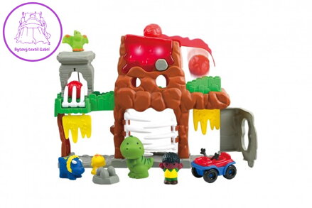 Sada dobrodružný svět dinosaurů s doplňky plast na baterie se zvukem, světlem v krabici 48x39cm 18m+