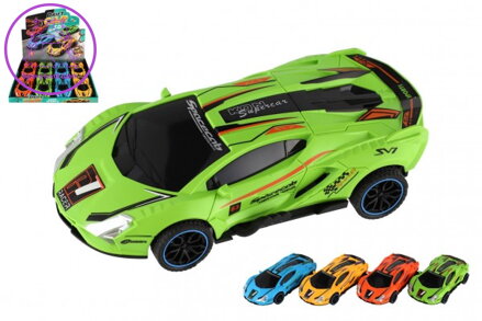 Auto závodní driftovací plast 16cm na setrvačník 4 barvy 8ks v boxu