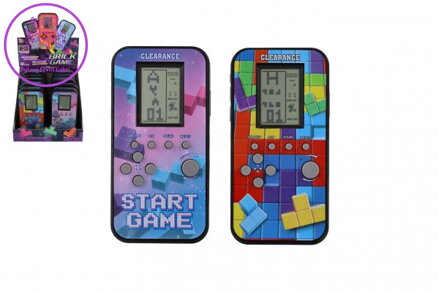 Digitální hra Brick Game - padající kostky hlavolam plast 7x14cm na baterie 2 barvy 12ks v boxu