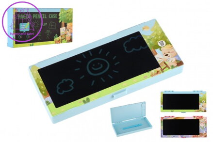 Penál/Pouzdro s magnetickou kreslící tabulkou plast na baterie 2 barvy v krabici 21x10,5x2,5cm