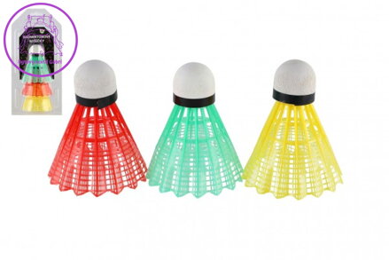 Míčky/Košíčky na badminton barevné 3ks plast v blistru 11x21cm