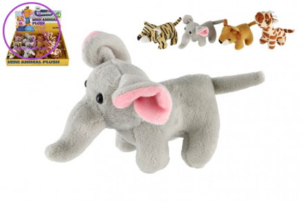 Zvířátko safari/ZOO plyš 10-15cm 4 druhy 12ks v boxu 3m+