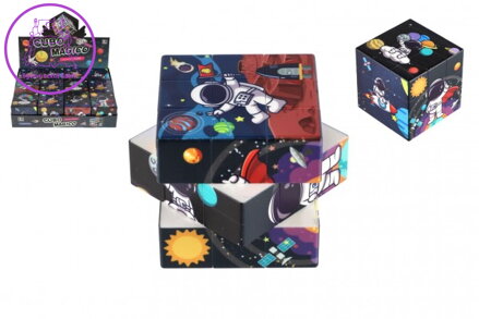 Kostka hlavolam vesmír 3x3x3 plast ve fólii 6x6x6cm 12ks v boxu