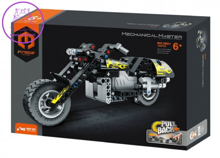 Stavebnice iM.MASTER motorka na zpětné natažení plast 183 dílků v krabici 29x20x6cm