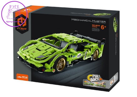 Stavebnice iM.MASTER auto sportovní plast 457 dílků na zpětné natažení v krabici 31x23x6,5cm