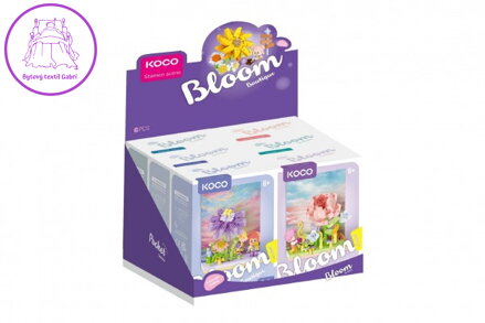 Stavebnice mini KOCO Květinová scenérie plast 6 druhů v krabičce 10x14x6cm 6ks v boxu
