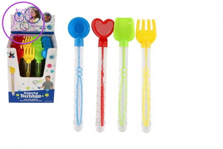 Bublifuk 70ml trubice 28cm s nářadím na písek plast 4 druhy 24ks v boxu