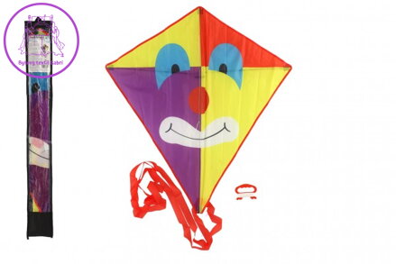 Drak létající klaun nylon 78x88cm v látkovém sáčku 11x90x2cm