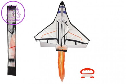 Drak létající raketoplán nylon 104x80cm v látkovém sáčku 11x82x2cm