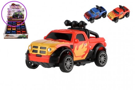 Auto terénní Off-Road plast 10cm oboustranné zpětné natažení 2 barvy 12ks v boxu