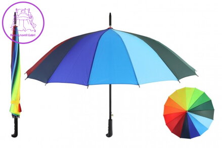 Deštník vystřelovací duhový 78cm kov/látka v sáčku