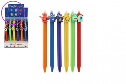 Tužka/pero gumovací monstrum 15cm plast 6 druhů 36ks v boxu
